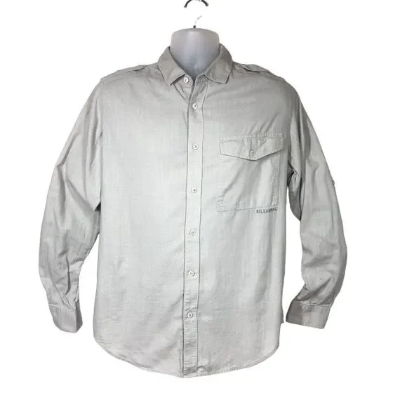 Billabong Shirt Mens M Light Tan Shoulder Tap Long Sleeve Minimalist Vintage - Picture 5 of 13